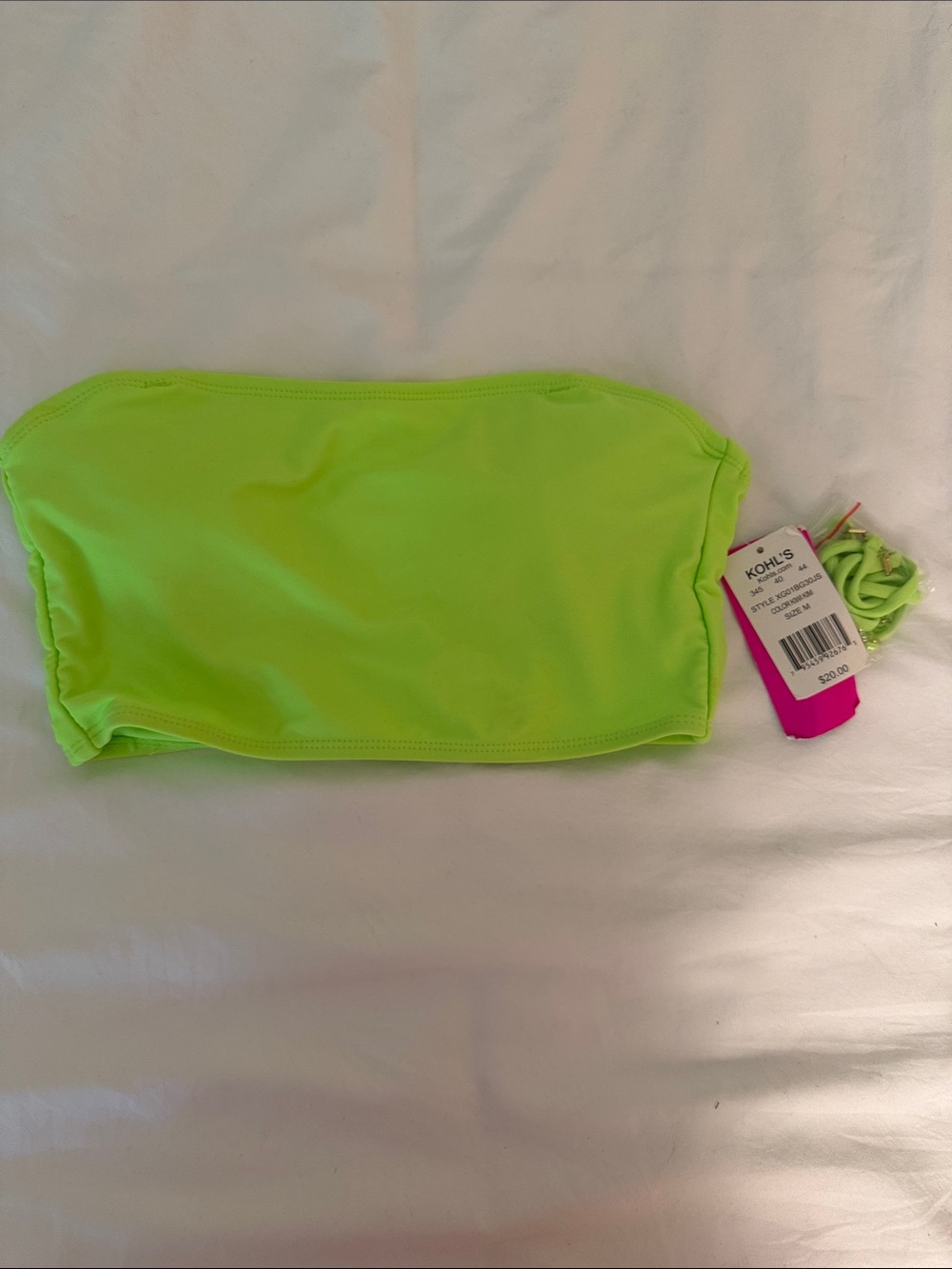 Kohl's Neon Lime Girls' Bandeau Swim Top - Bright Green